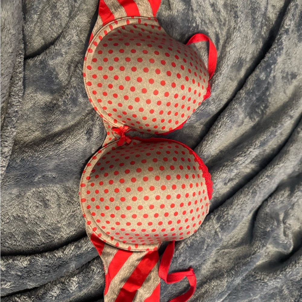 Victoria's Secret Red and Tan Polka Dot Bra